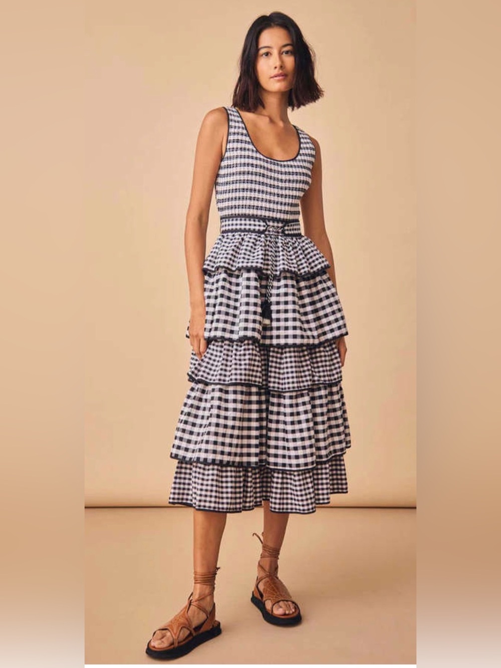 Hunter Bell Andrea Dress in black & white gingham size 8